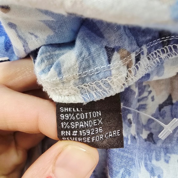 J.McLaughlin XS Blue Tan Floral Button Down Shirt Long Sleeve Cotton Blend - Picture 7 of 8